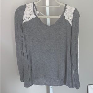 Very soft, lightly worn grey long sleeve top